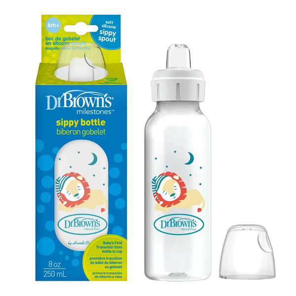 Dr.Browns Milestones Narrow Sippy Bottle (6m+) 8oz/250 ml - Lion - Dezine Kids