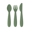 EzPz Happy Utensils for Toddlers(Spoon, Fork & Knife) - Olive