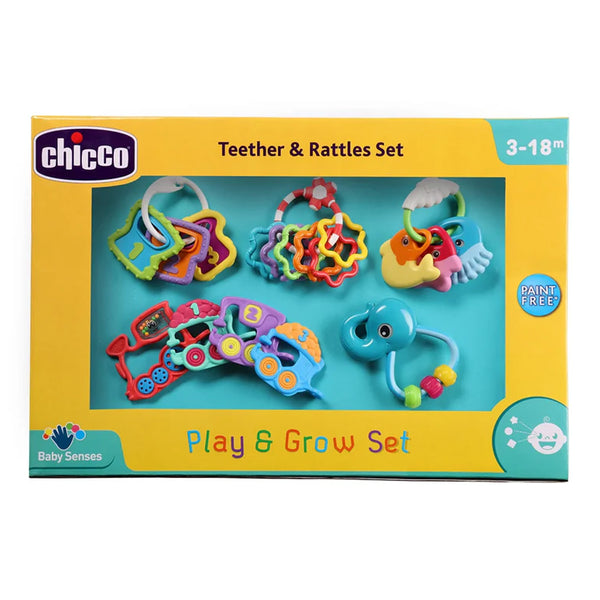 Chicco Play & Grow Set Rattle Toy Gift for Baby Shower & Baby Birthday - Pack of 5