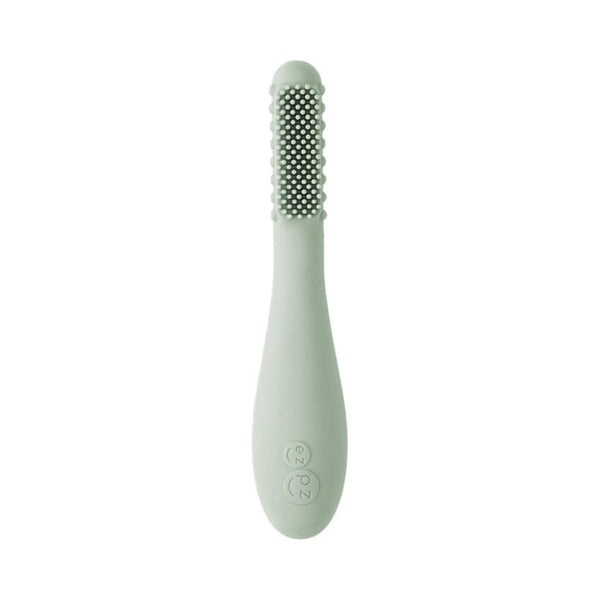 EzPz Baby Led Toothbrush 100% Silicone Infant Toothbrush with Dual Sided Bristles & Sensory Bumps - Sage