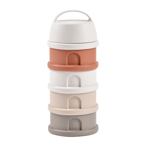 Beaba Stacked Formula Container, Airtight Multifunctional Storage Container, 4 Interchangeable Compartments, Microwave Safe - Terracotta