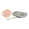Beaba Silicone 3 Piece Learning Set, Non-Slip, Unbreakable, BPA-Free Baby Feeding - Pink