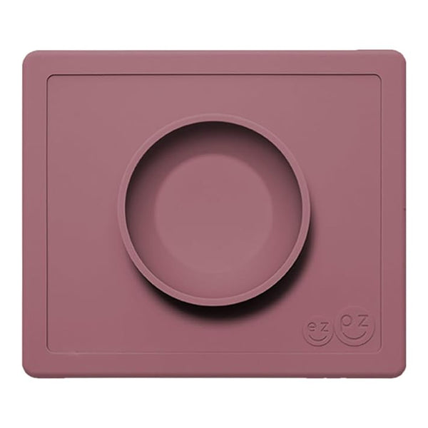 EzPz Happy Bowl 100% Food Grade Silicone Suction Bowl with Built In Placemat - Mauve