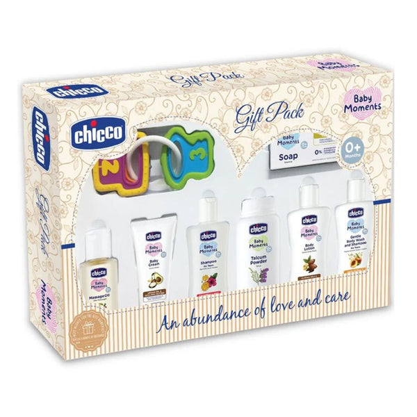 Chicco Baby Delight New Born Gift Set For Baby Shower & Baby Birthday, Pack of 8 - Beige