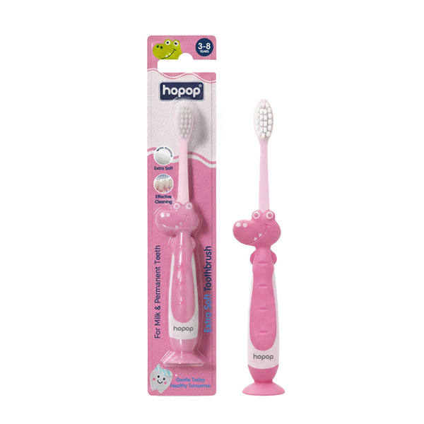 Hopop Kids Toothbrush for 3–8 Years | Extra Soft Bristles | Crocodile Design - Dezine Kids