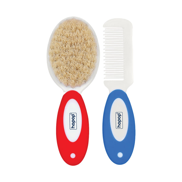 Hopop Natural Soft Bristle Hair Brush & Rounded Teeth Comb Set - Dezine Kids