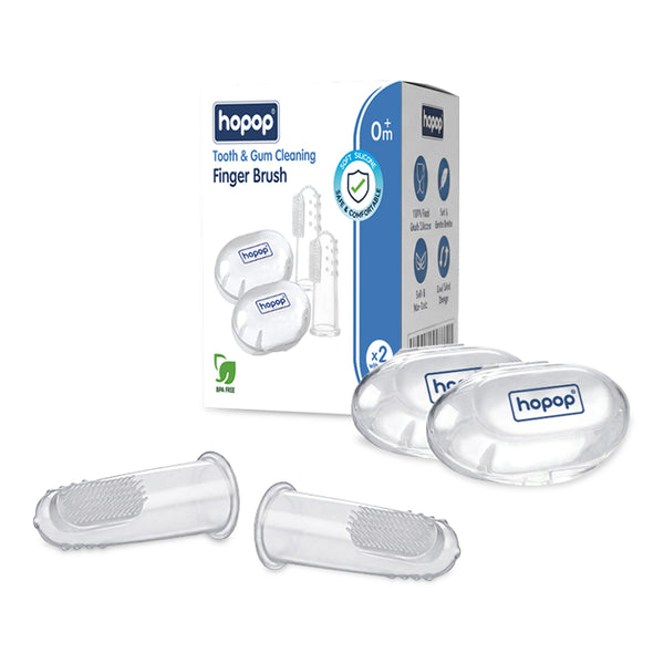 Hopop Silicone Baby Finger Toothbrush with Case Pack of 2 - Dezine Kids