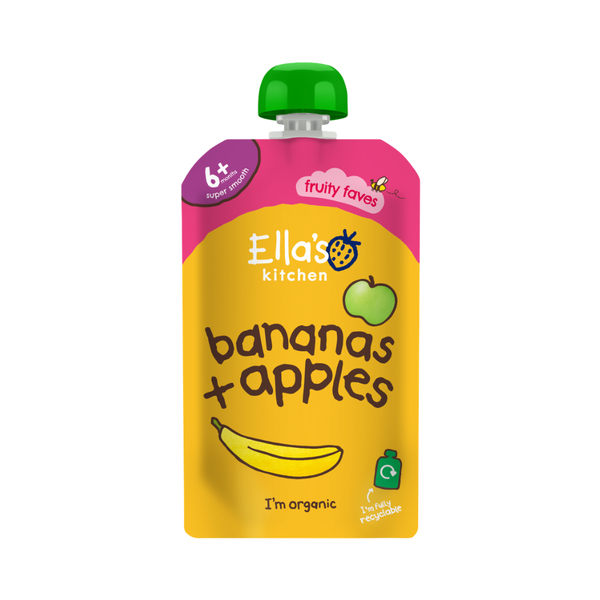 Ellas Kitchen Baby Puree Pouch, 4+ months 120g - Bananas & Apples - Dezine Kids
