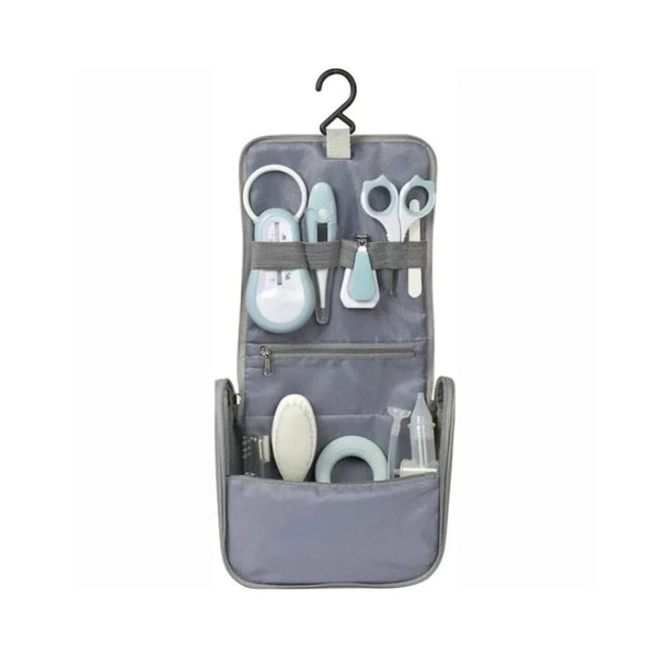 Beaba Grooming Kit, Hanging Toiletry Pouch with 9 Accessories - Blue