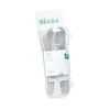 Beaba 1st Stage Silicone Spoon with Ultra Soft Tip, Gum Friendly, Ergonomic Handles, Set of 2 - Green/Grey - Dezine Kids