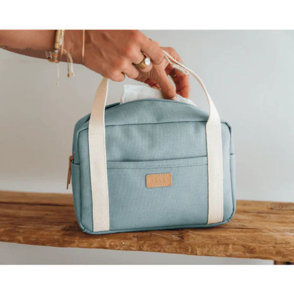 Beaba Mini Paris Baby Diaper Bag with 5L Capacity, Multi Pocket Organizer with Stroller Clips - Sage Green - Dezine Kids