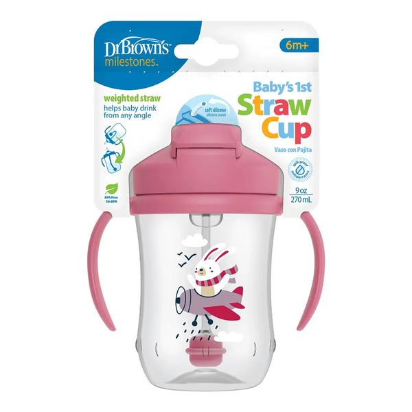 Dr.Browns Milestones Baby’s First Straw Cup - Pink Bunny - Dezine Kids