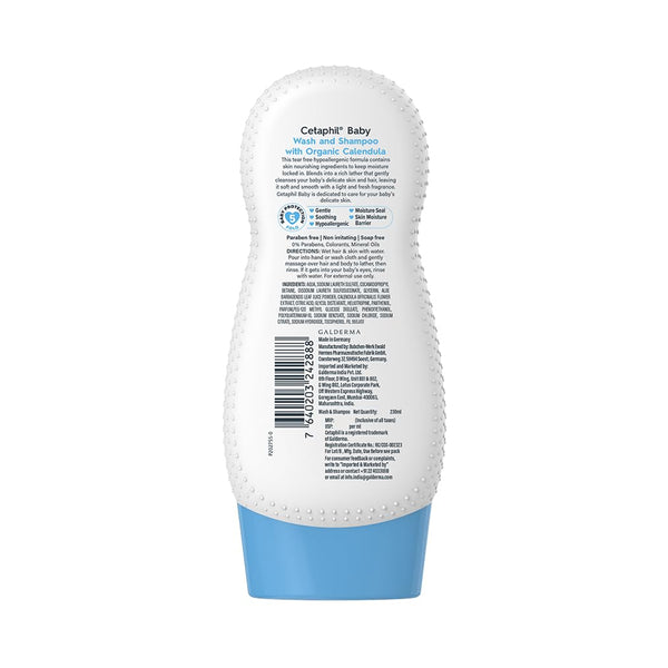 Cetaphil Baby Wash & Shampoo With Organic Calendula - 230 ml - Dezine Kids