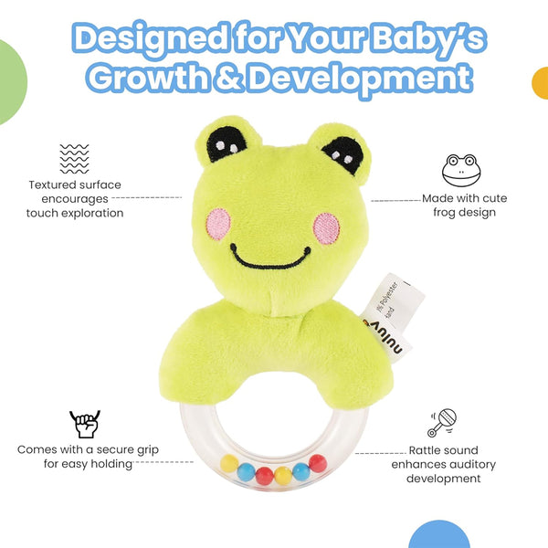 Nuluv Playtime Ring Rattle Soft Toy with Sound - Frog