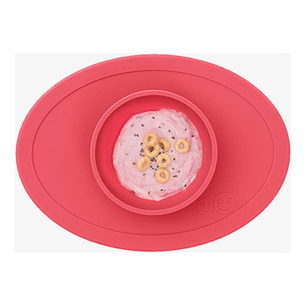 EzPz Tiny Bowl 100% Food Grade Silicone Suction Bowl Non Slip & Microwave Safe - Coral