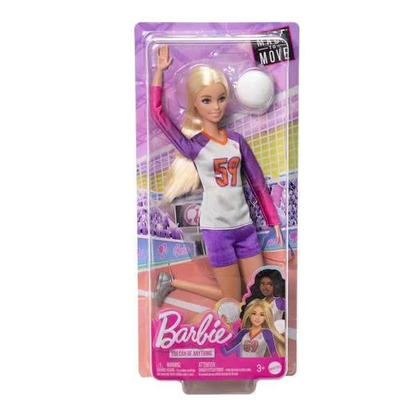 Barbie Made to Move Career Volleyball Player Doll with Uniform and Ball for Kids