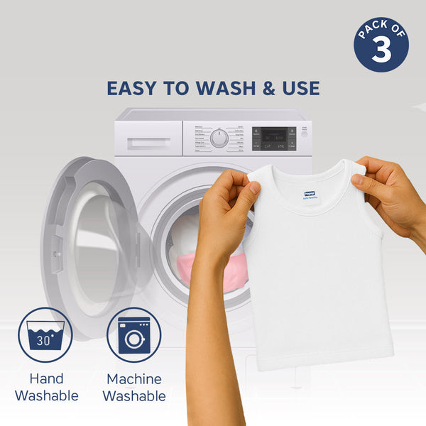 "Infant cotton vest set – 3 pack round neck sleeveless baby vests"