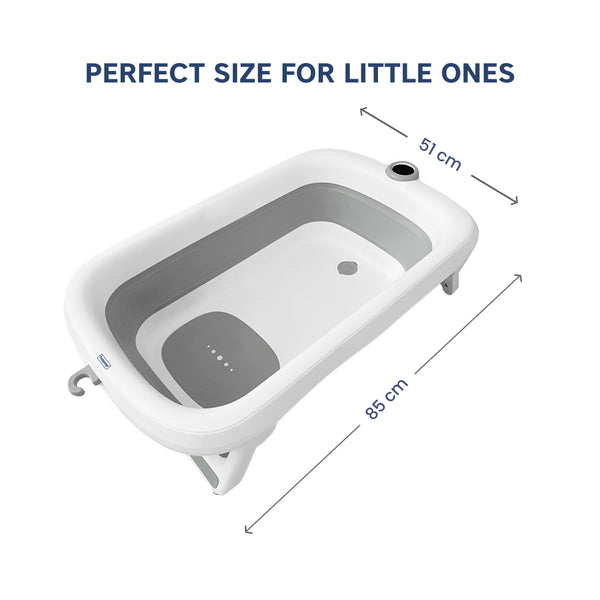 Hopop Smart Foldable Baby Bathtub with Temperature Sensor & Drain Plug - Grey - Dezine Kids