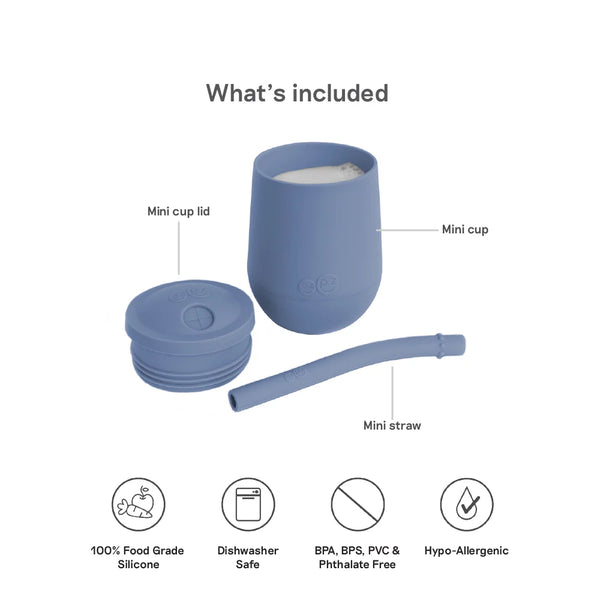 EzPz Mini Cup + Straw Training System for Toddlers - Indigo - Dezine Kids
