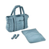 Beaba Paris Puffer Baby Diaper Bag with Large Capacity, Multi Pocket Organizer with Changing Pad, Insulated Bottle Pouch & Stroller Clips - Baltic Blue