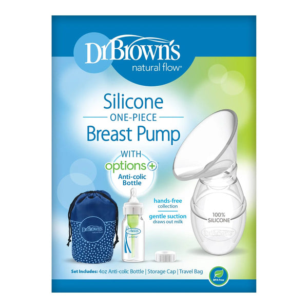 Dr. Browns Silicone One-Piece Breast Pump with Options+ Anti-Colic Bottle and Travel Bag