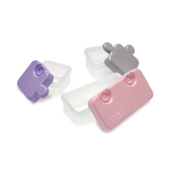 Melii Puzzle Container Airtight & Leakproof Microwave, Freezer & Dishwasher Safe - Purple, Grey & Pink