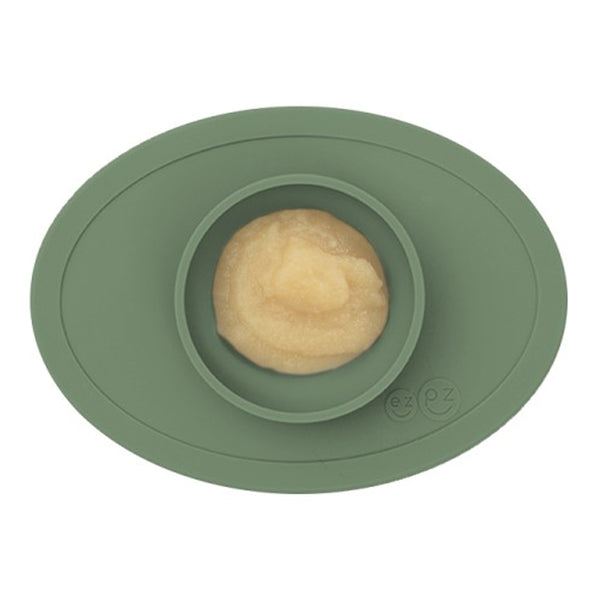 EzPz Tiny Bowl 100% Food Grade Silicone Suction Bowl Non Slip & Microwave Safe - Olive
