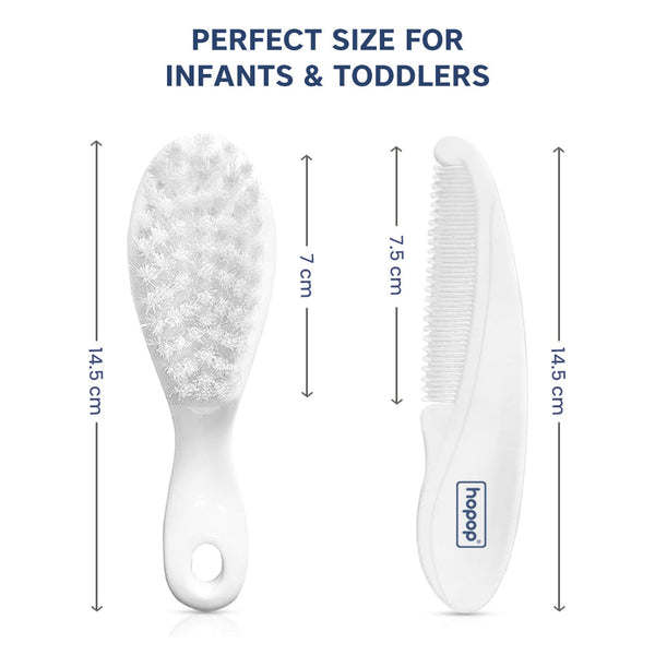 Hopop Soft Bristles Baby Comb & Brush Set – White - Dezine Kids