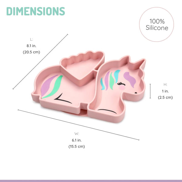 Melii 100% Food Grade Silicone Plate Suction Base With Divided Sections - Unicorn