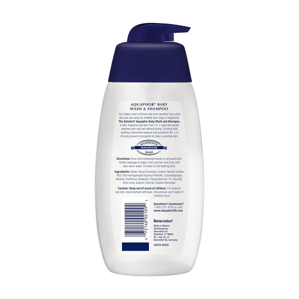 Aquaphor Baby Wash & Shampoo, Fragrance Free, 16.9 fl oz - 500 ml