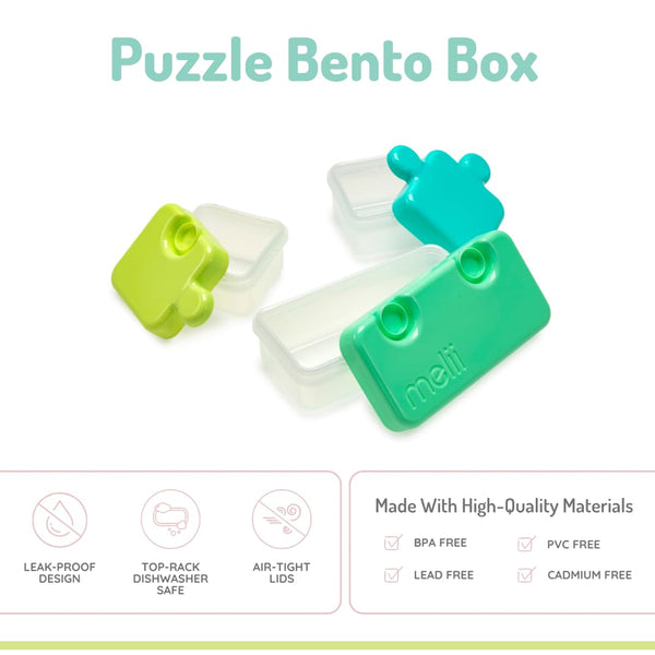 Melii Puzzle Container Airtight & Leakproof Microwave, Freezer & Dishwasher Safe - Lime, Mint & Blue