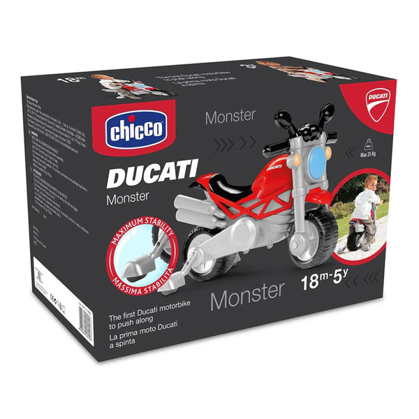 Chicco Toy Ducati Monster Ride On with Removable Side Wheels & Push Along Toy For 1.5 to 5 Years