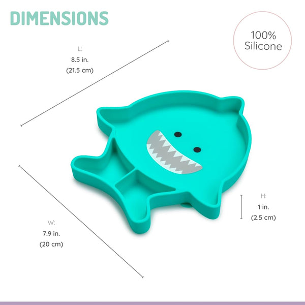 Melii 100% Food Grade Silicone Plate Suction Base With Divided Sections - Shark