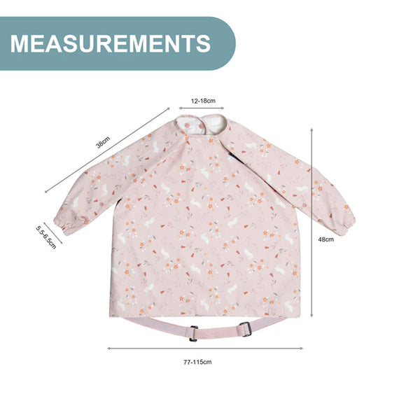 Bibado Long Sleeve Coverall Weaning Bib - Botanical Bunnies Pink