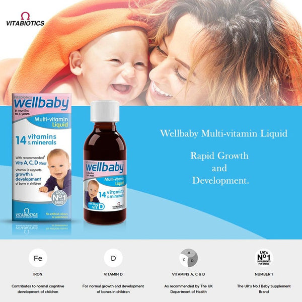 Wellbaby Multi-Vitamin Liquid 14 Vitamins and Minerals - 150 ml - Dezine Kids