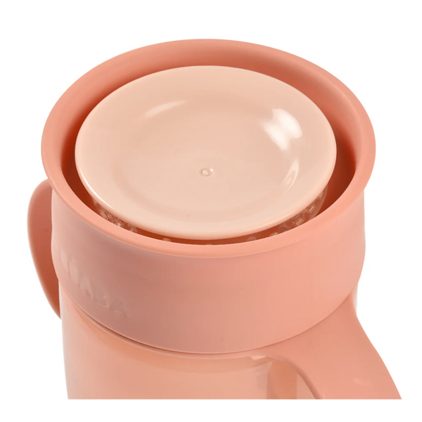 Beaba 360° Baby Learning Cup with Anti-Drip Disc, Dual handle & Spillproof Sippy Cup for Toddlers, 340 ml - Pink
