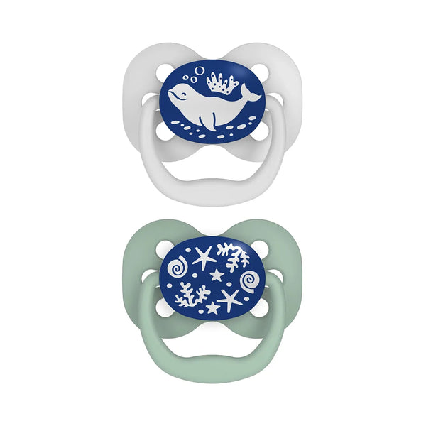 Dr.Browns Blue Advantage Pacifiers Stage 1 Glow in the Dark, Pack of 2 - Blue Ocean - Dezine Kids