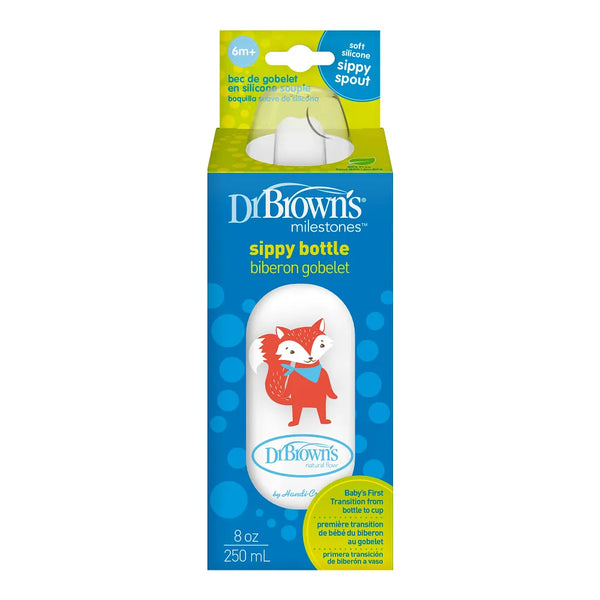 Dr.Browns Milestones Narrow Sippy Bottle (6m+) 8oz/250 ml - Fox - Dezine Kids