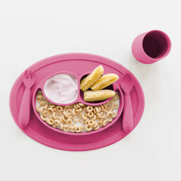 EzPz Mini Utensils for Toddlers (Spoon & Fork) - Pink