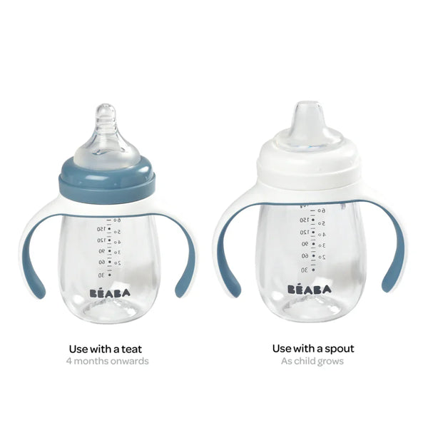 Beaba 2 in 1 Learning Cup Windy Blue - 210 ml - Dezine Kids