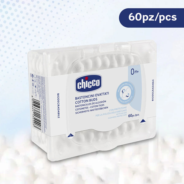 Chicco Cotton Buds With Ear Drum Protection - 90 Pcs