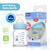 Chicco Well Being Glass Feeding Bottle for 0m+ 120ml Slow Flow - Blue