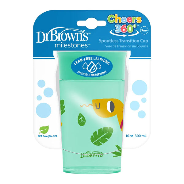 Dr.Browns Milestones Cheers360 Cup 10 oz/300 ml - Green - Dezine Kids