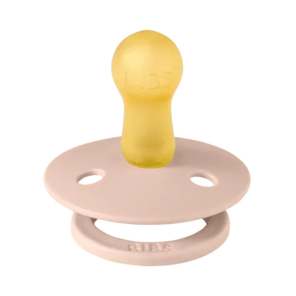 Bibs Colour Natural Rubber Baby Pacifiers with Round Nipple, Size 2 (6+ Months) Pack of 2 - Ivory/Blush