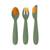 EzPz Happy Utensils for Toddlers(Spoon, Fork & Knife) - Olive