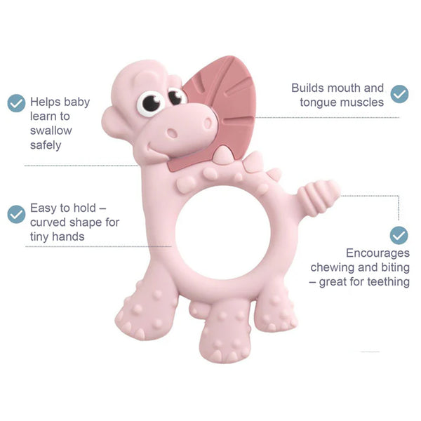 Bibado Dotty The Dinosaur Silicone Teether - Blush