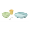 Beaba Silicone 4 Piece Baby Meal Set, Non-Slip, Unbreakable, Easy to Clean, BPA-Free Baby Feeding Set - Yellow