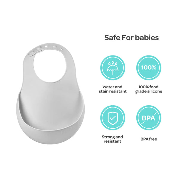 Beaba Silicone Bib - Light Mist - Dezine Kids
