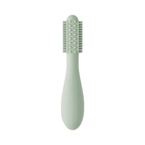 EzPz Baby Led Toothbrush 100% Silicone Infant Toothbrush with Dual Sided Bristles & Sensory Bumps - Sage