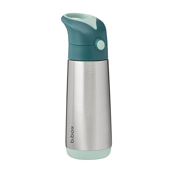 B.Box Insulated Straw Sipper Drink Water Bottle 500ml - Emerald Forest Green